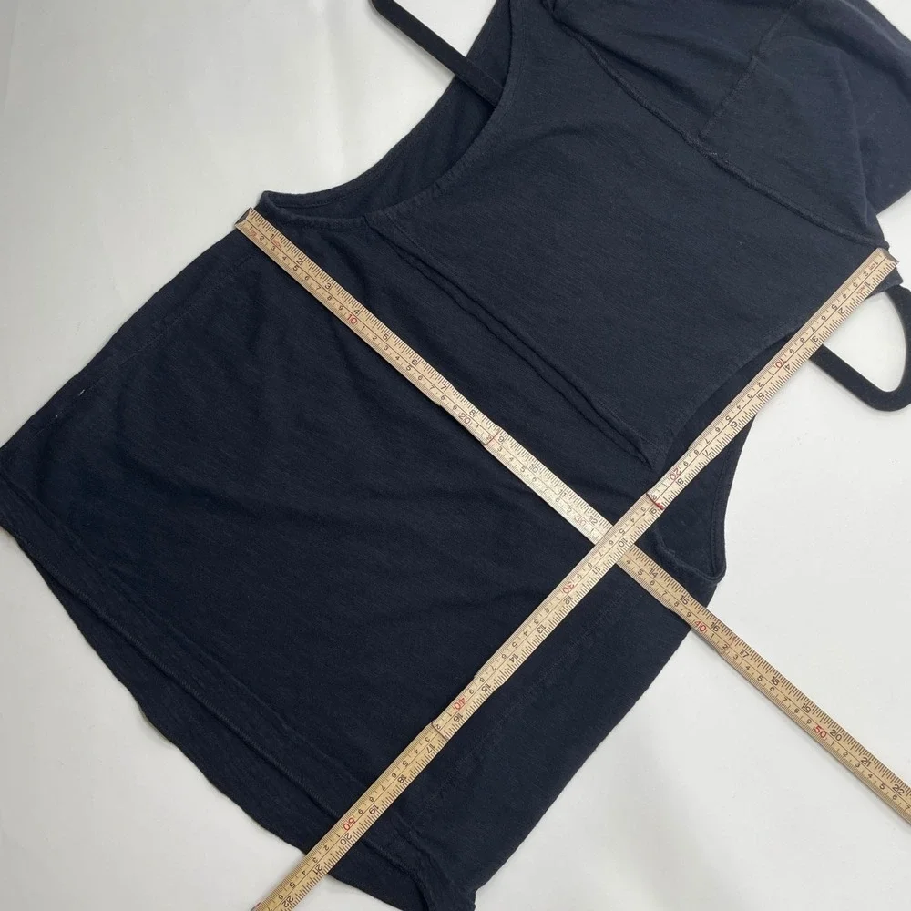 We The Free People Black Sleeveless Funnel Cowl Neck Slub Knit Top Grunge Boho S